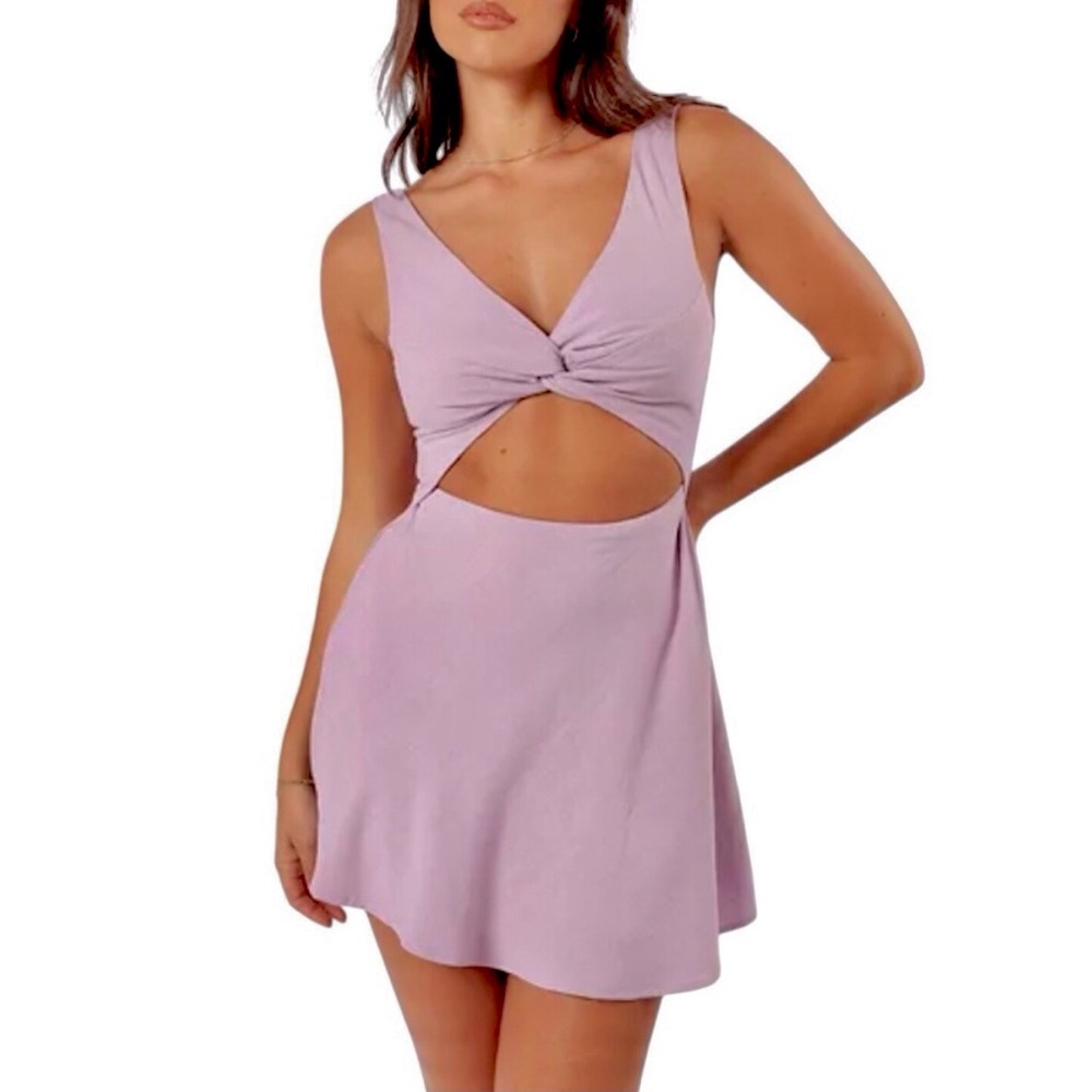 Lilac Twist Front Cutout Mini Dress - Women